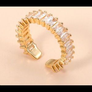 Geometric Zircon open Adjustable Ring